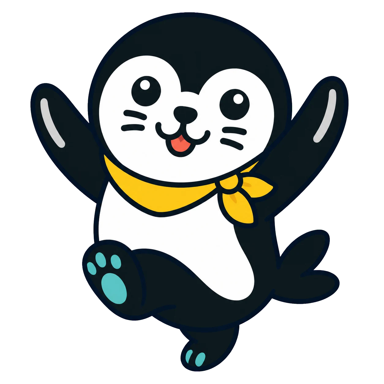 PhoqueCoin seal mascot dancing with both flippers raised